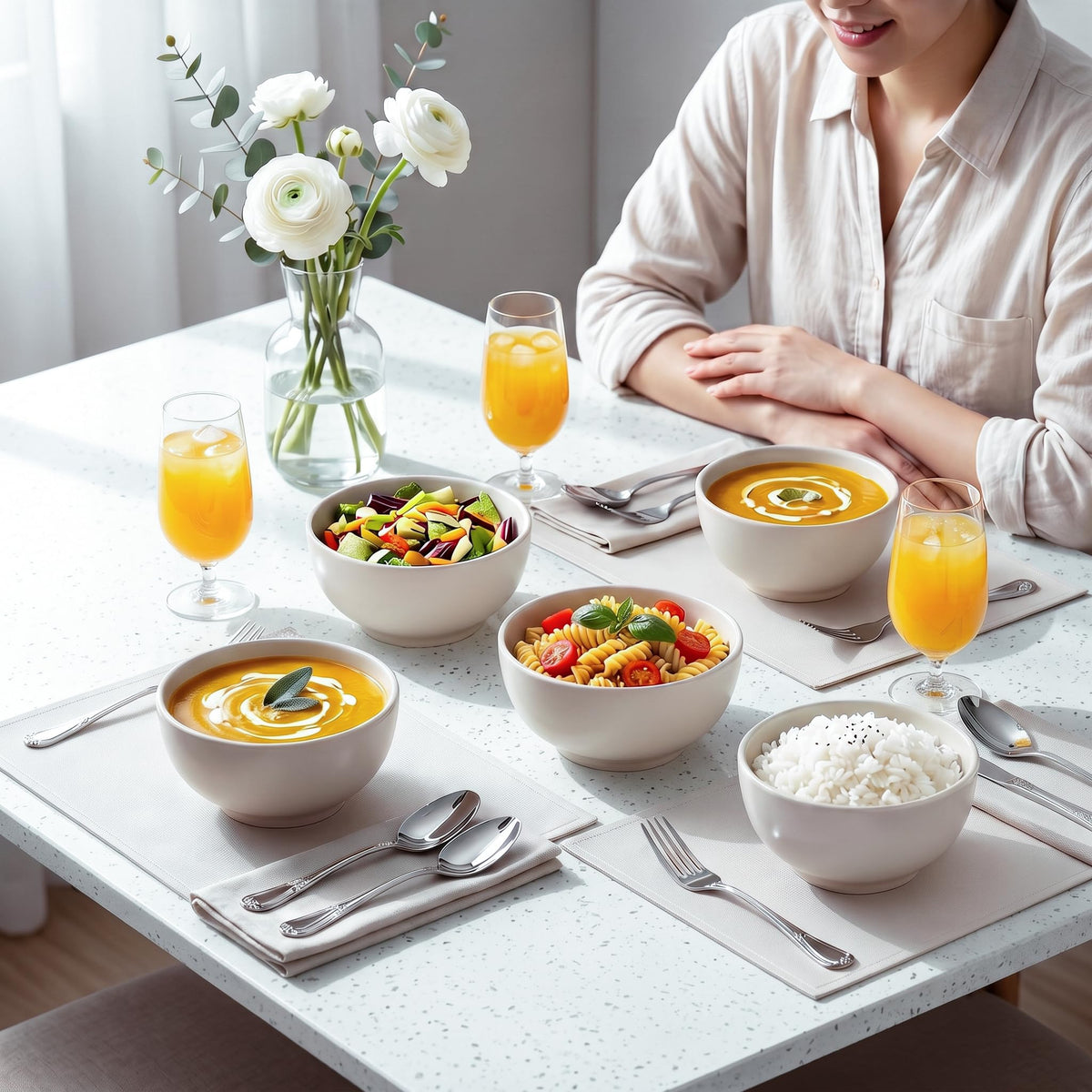 Ceramic Soup Bowls Set of 4 E707283