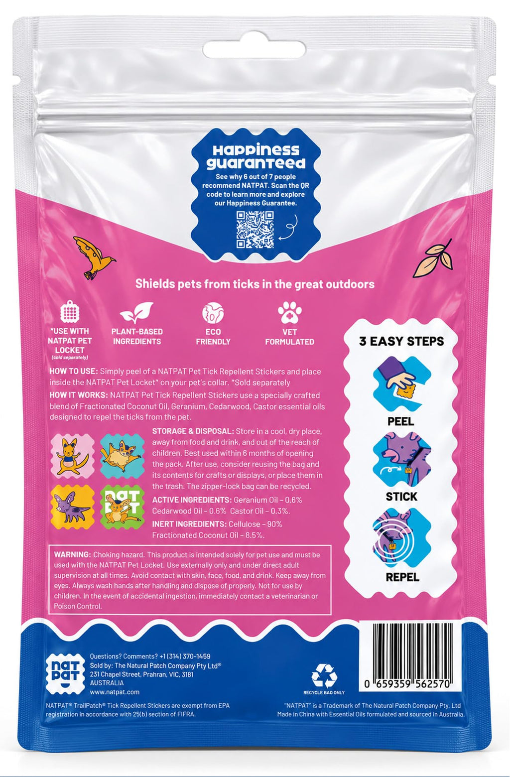 Tick Repellent Pet Patches for Dogs and Cats, 48 Count B883583