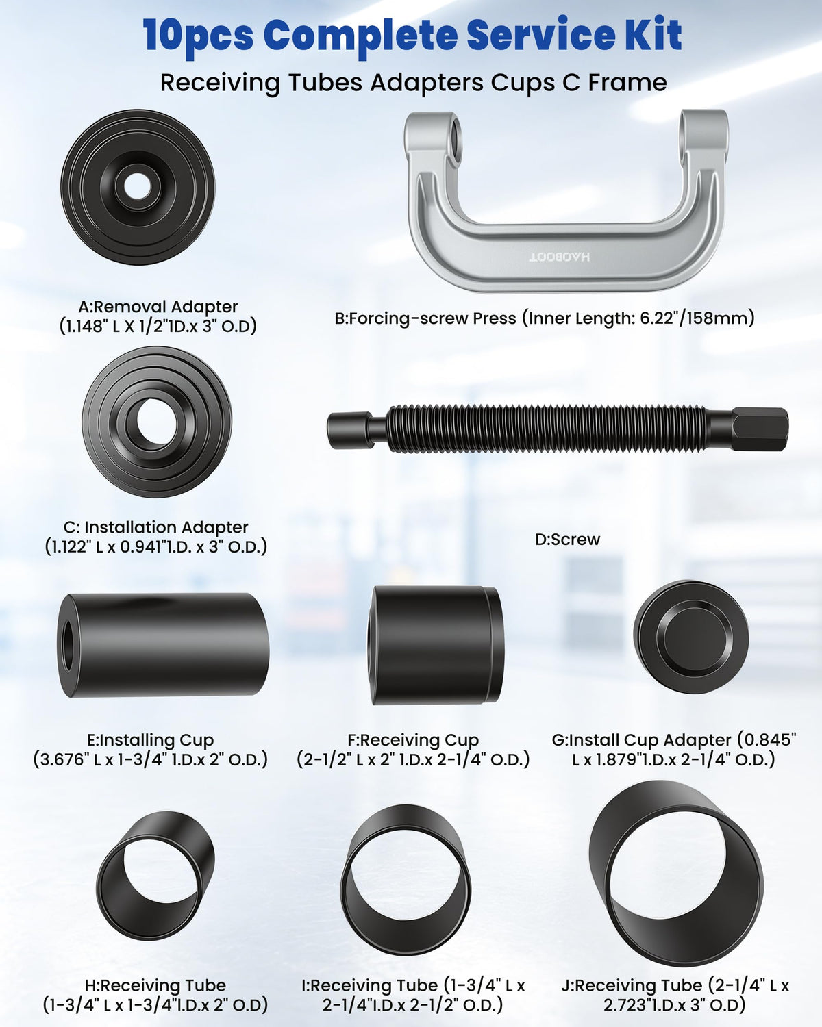 10pcs Ball Joint Press Kit U Joint Removal Tool L586859