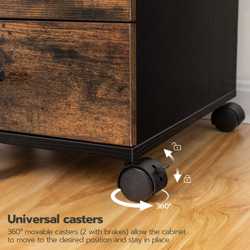 5 Drawer Wooden Mobile File Cabinet with Wheels C658