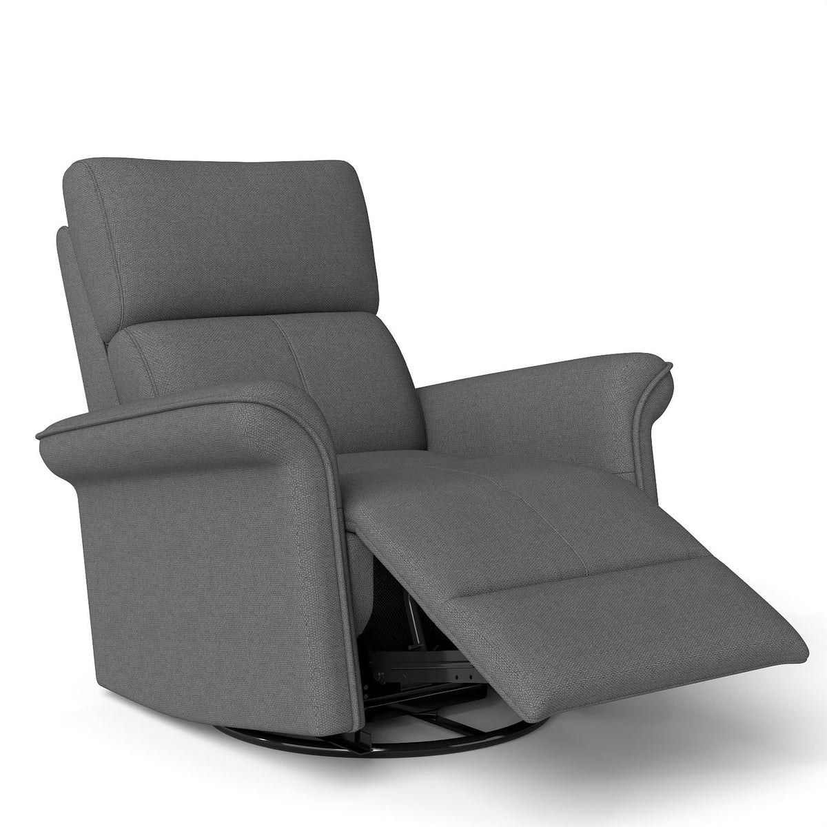 Dark Gray Velvet Power Swivel Rocker Recliner Chair U47505