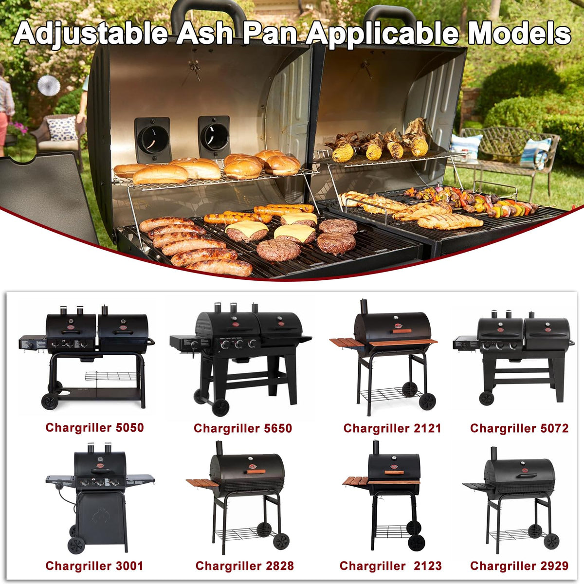 Adjustable Ash Pan Drip Pan with 2pcs Grate Hangers W524762