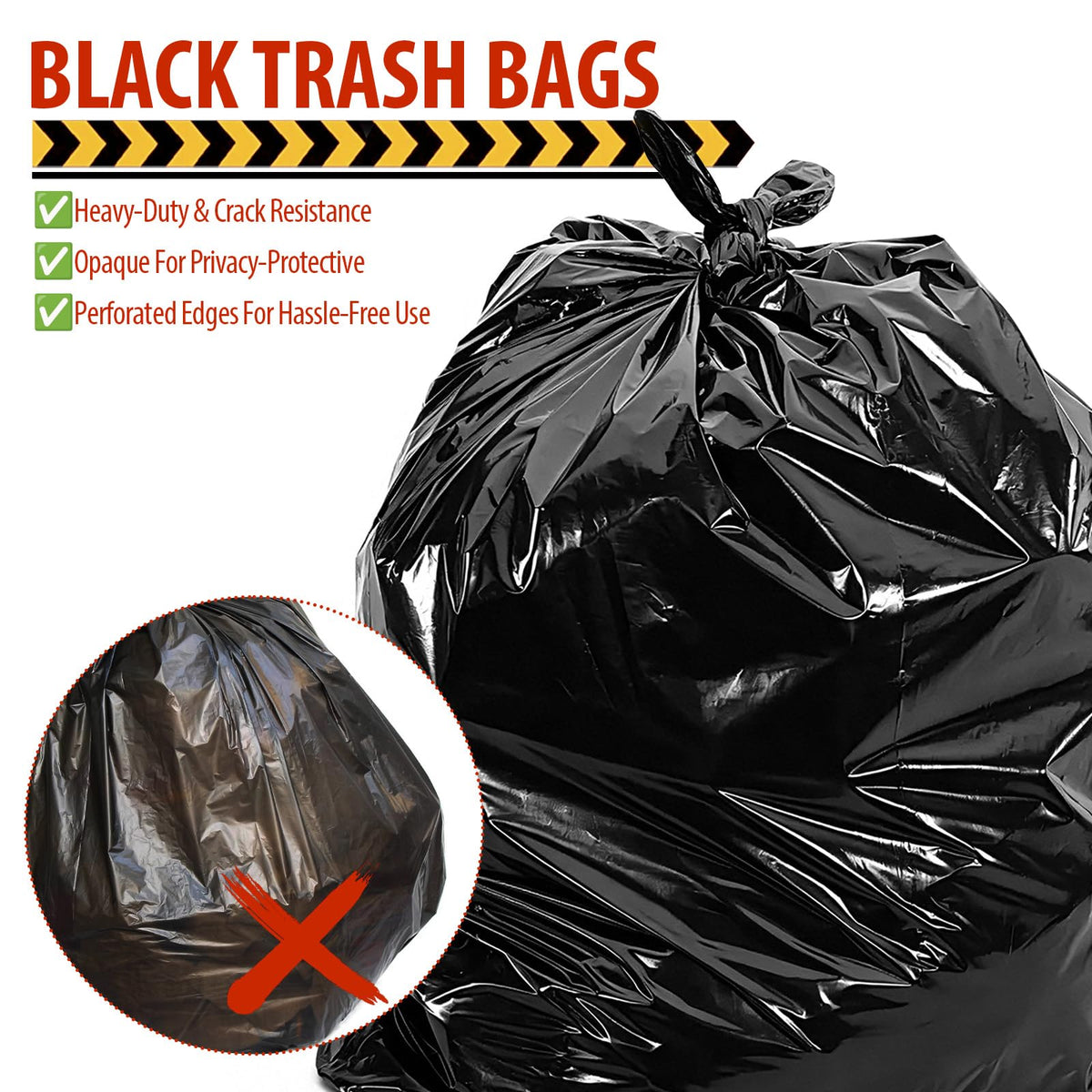 Black 42 Gallon Trash Bags 10 Count O338958