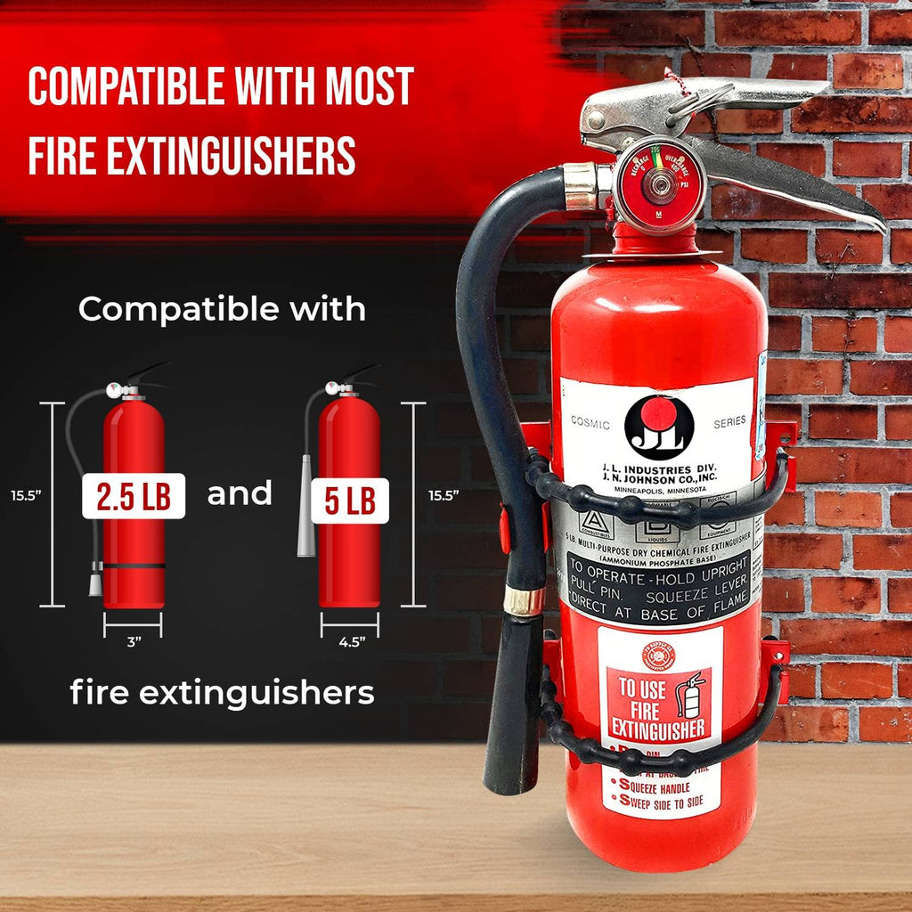 Heavy Duty Wall Mount Fire Extinguisher Bracket for 2.5 lb & 5 lb, Pack of 2 V61010