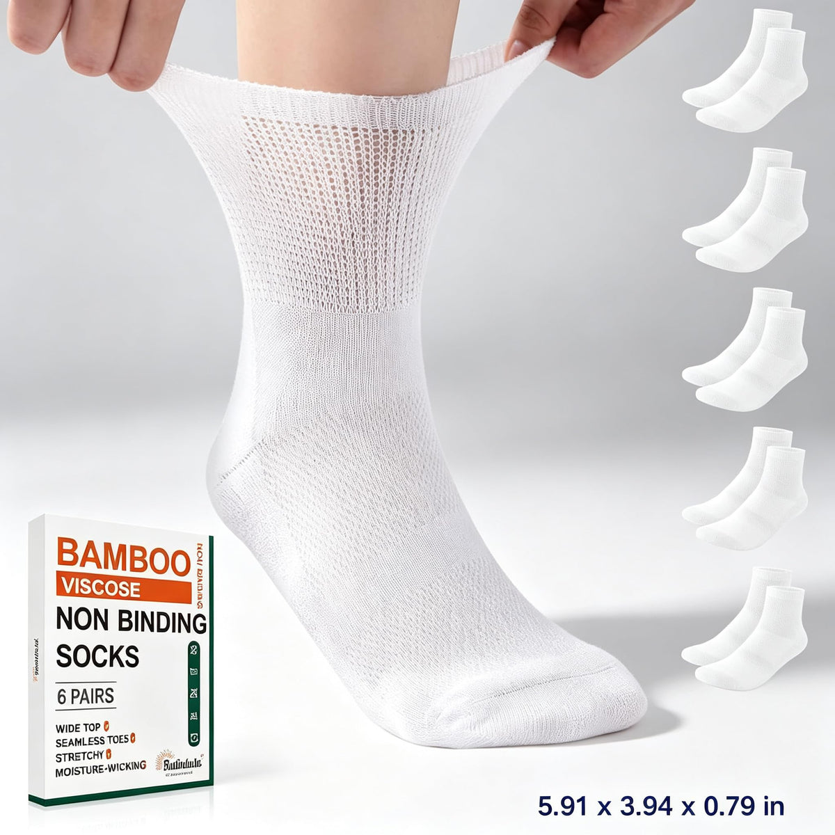 Bamboo Viscose Diabetic Socks 6 Pairs V797