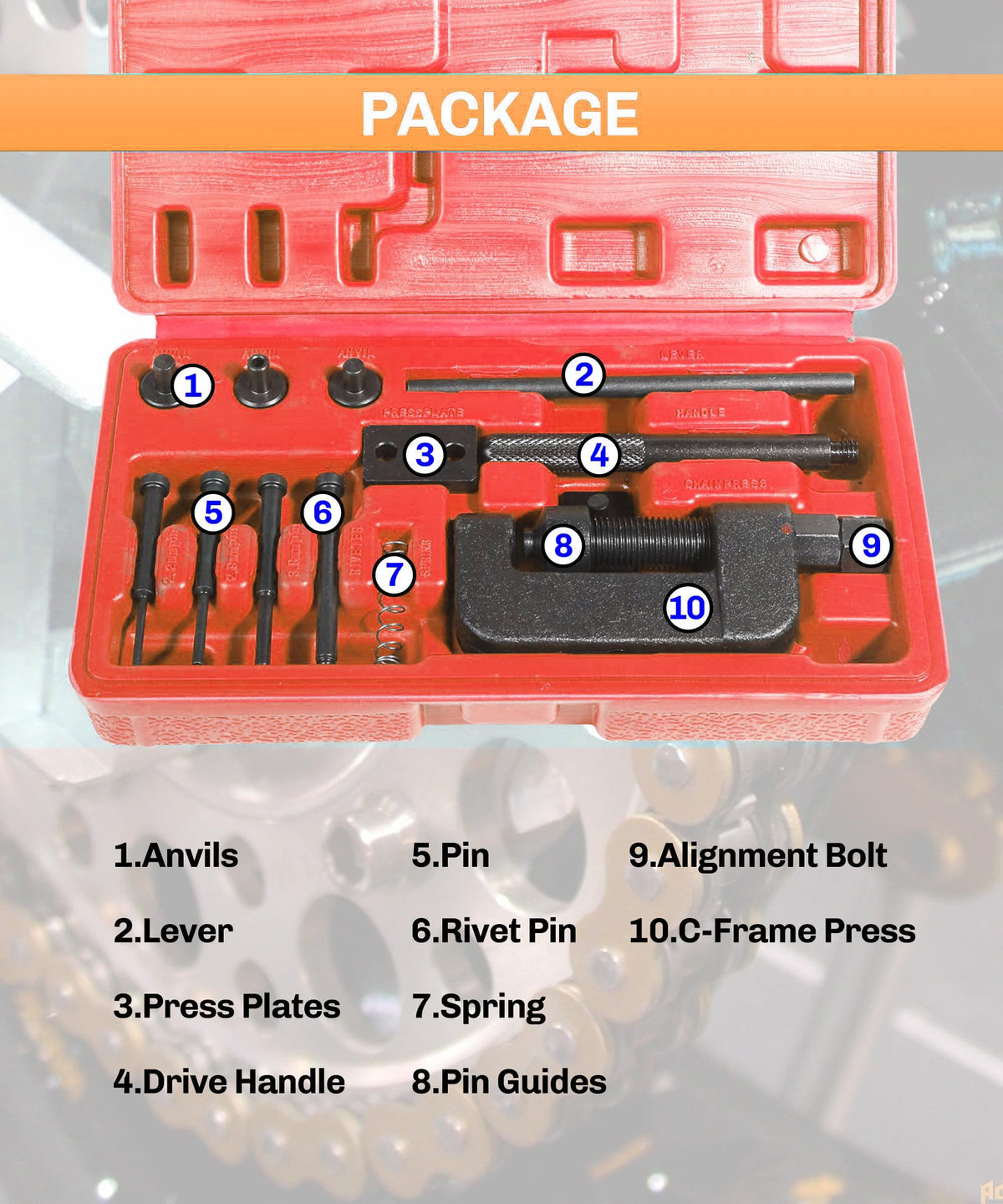 19PCS Chain Breaker Bike Tool Kit Q163069