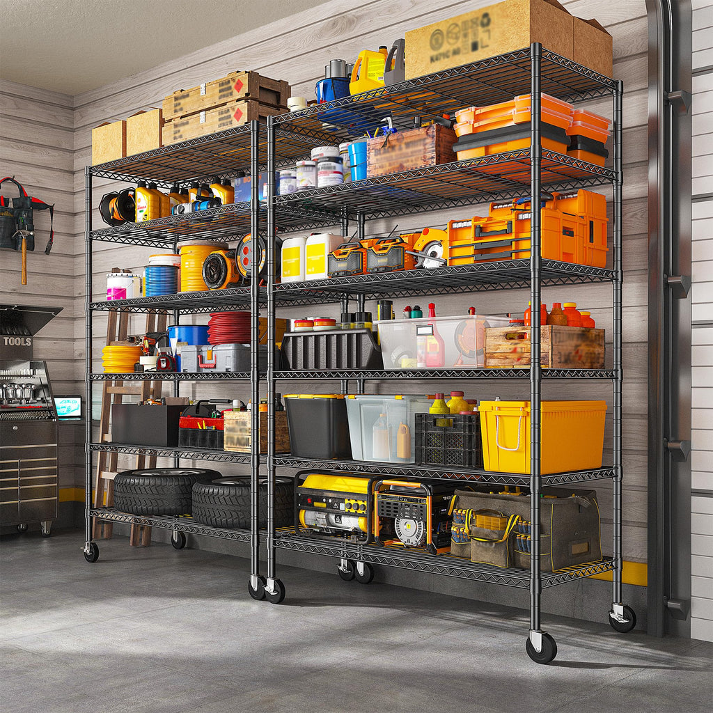 82" 6-Tier Adjustable Storage Shelves with Wheels U1920