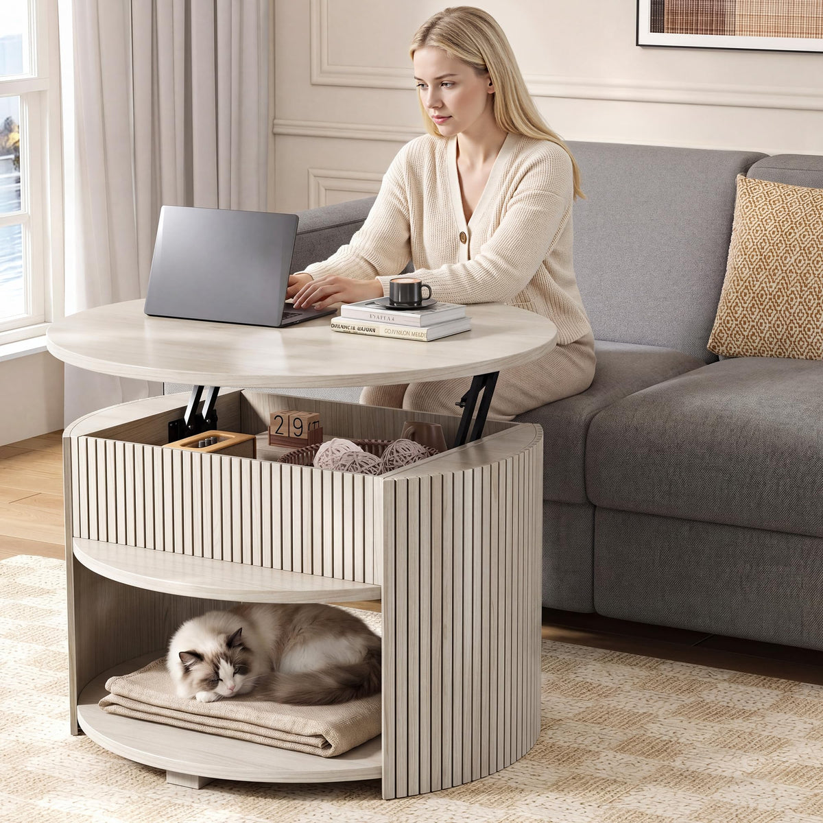 Round Lift Top Coffee Table with Storage M207163