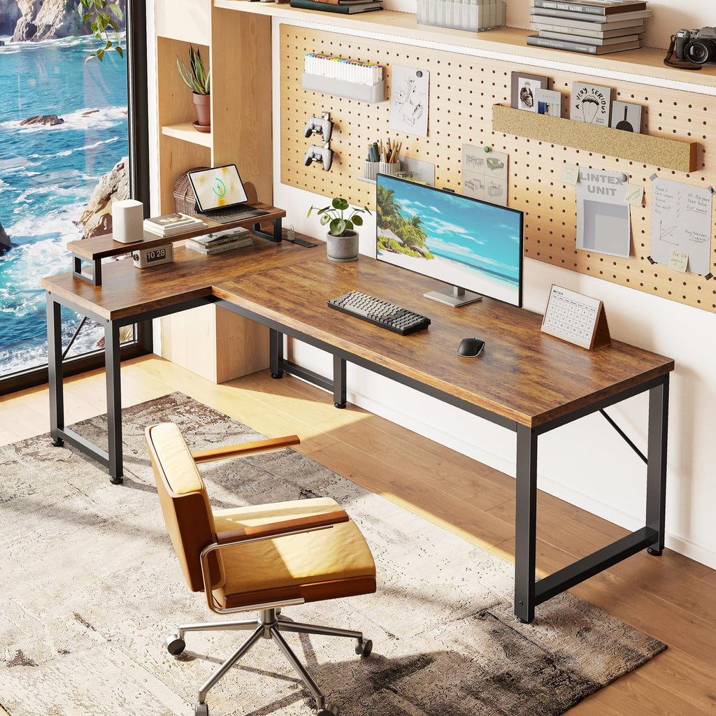 53" L Shaped Computer Desk with Outlets T180394