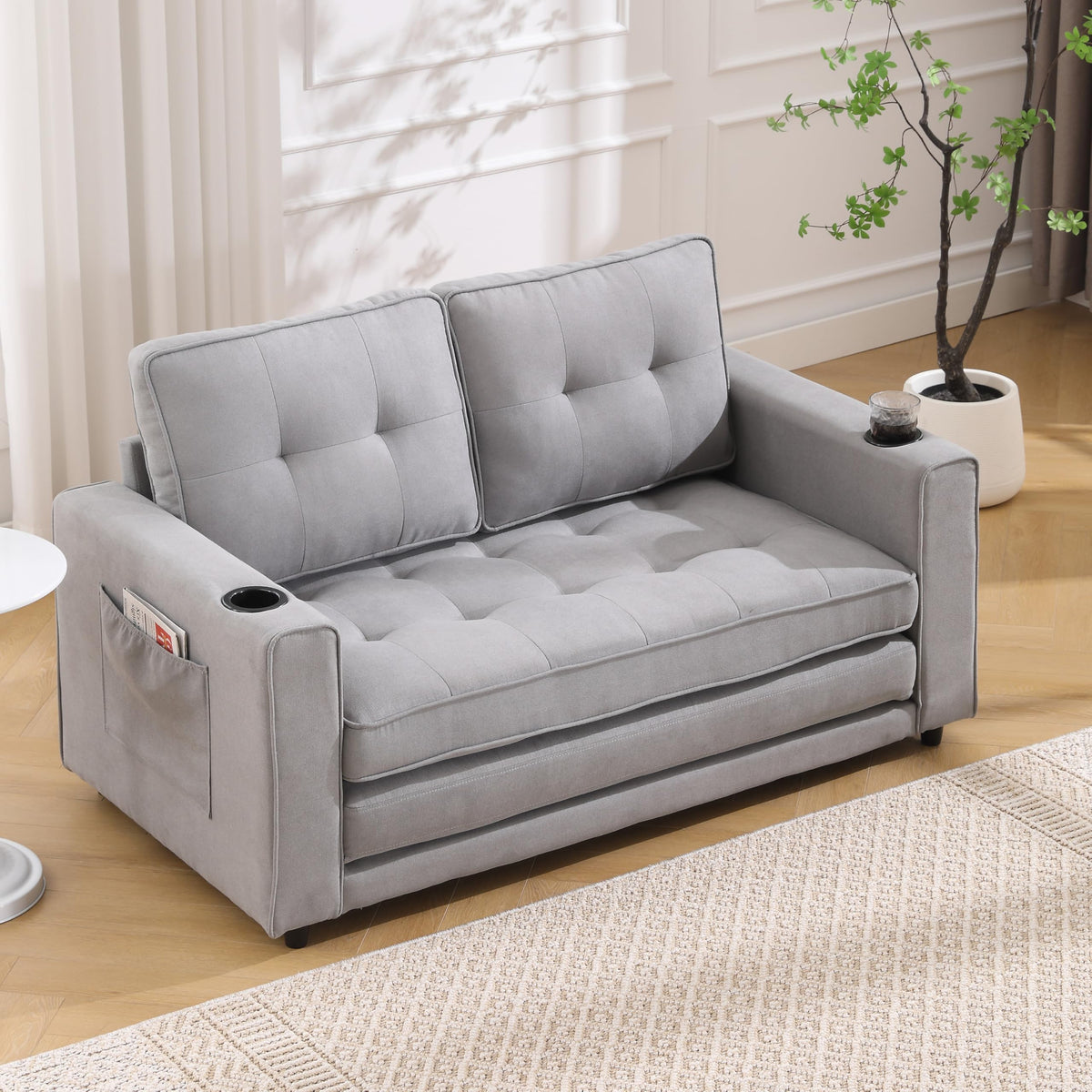 Light Gray Convertible Futon Sofa Bed A40128