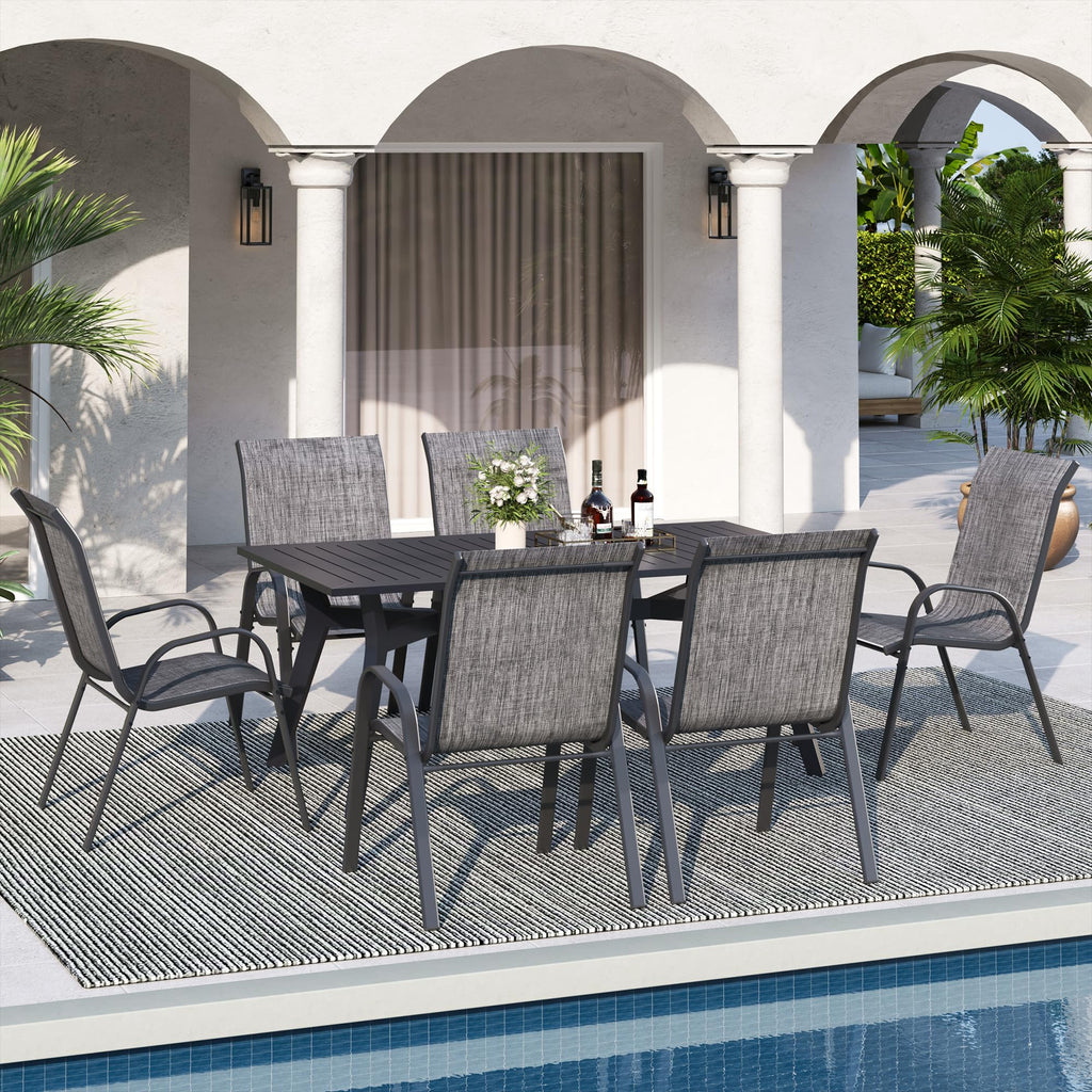 Light Gray Stacking Patio Dining Chairs Set of 8 F378047
