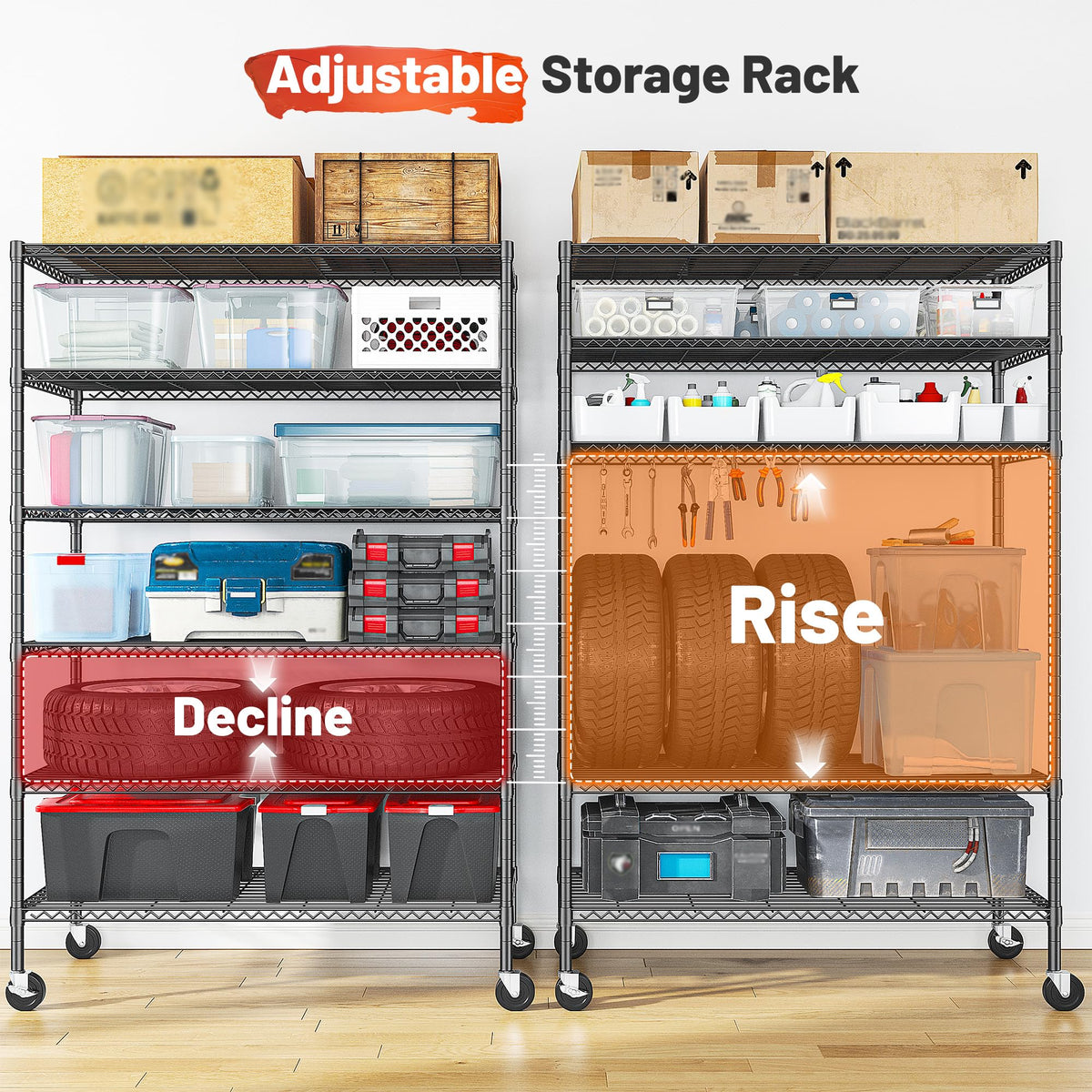 82" 6-Tier Adjustable Storage Shelves with Wheels U1920