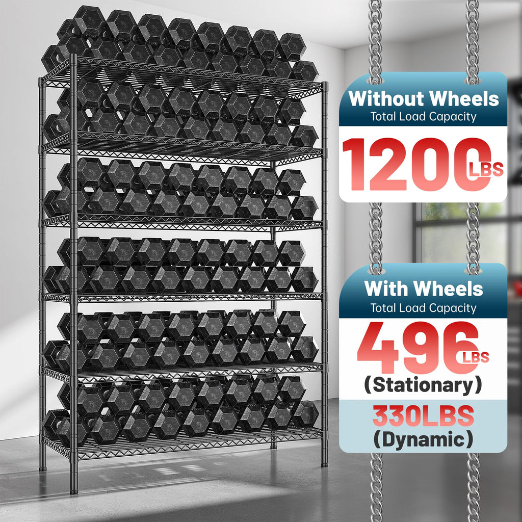 82" 6-Tier Adjustable Storage Shelves with Wheels U1920