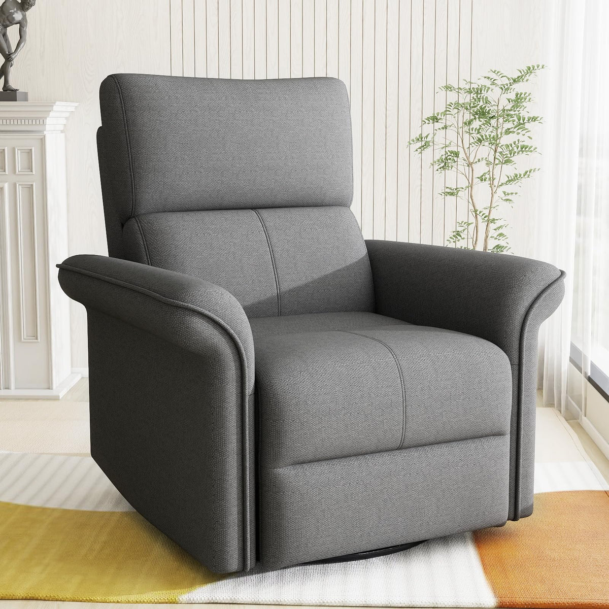 Dark Gray Velvet Power Swivel Rocker Recliner Chair U47505