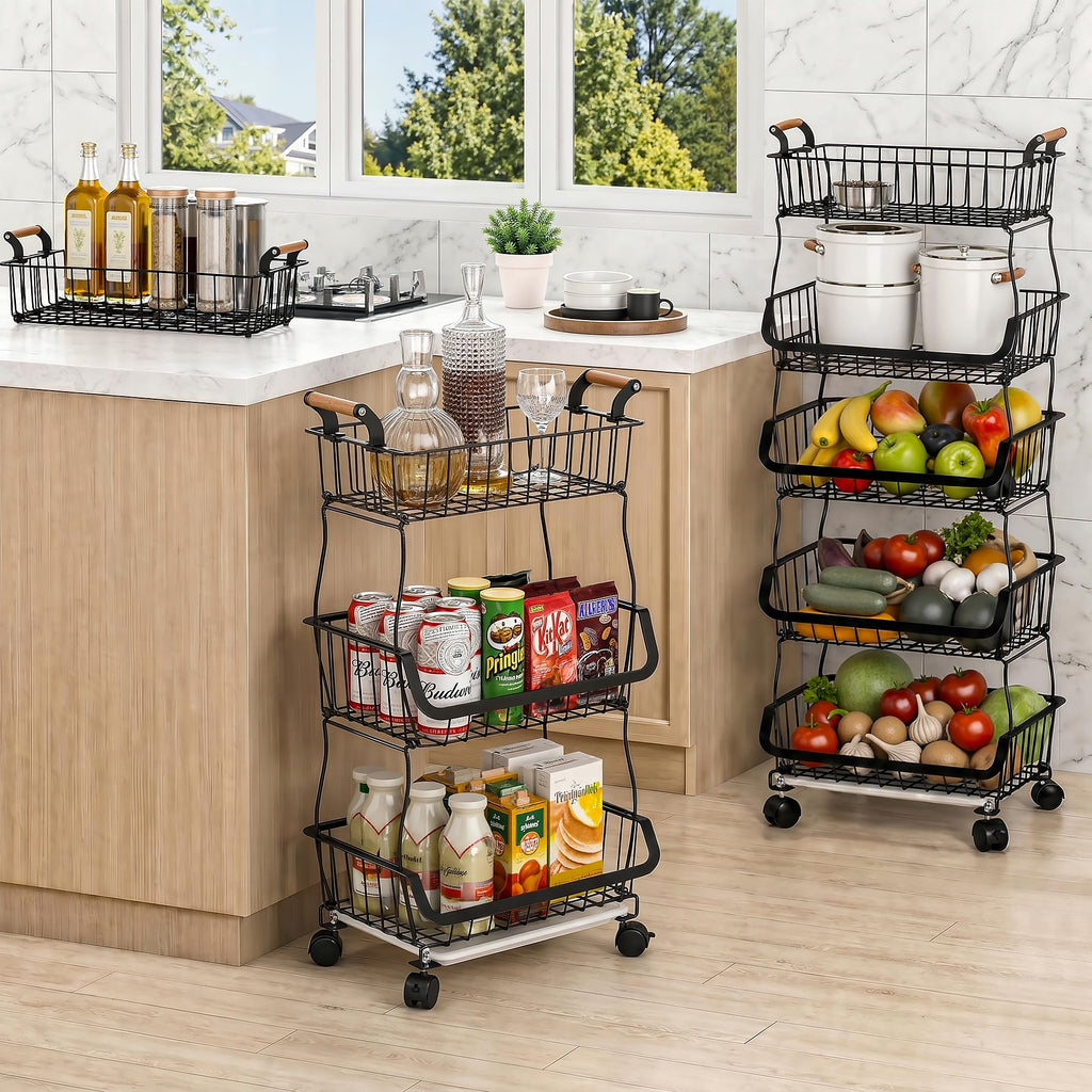 3-Tier Fruit Basket with Wheels W668