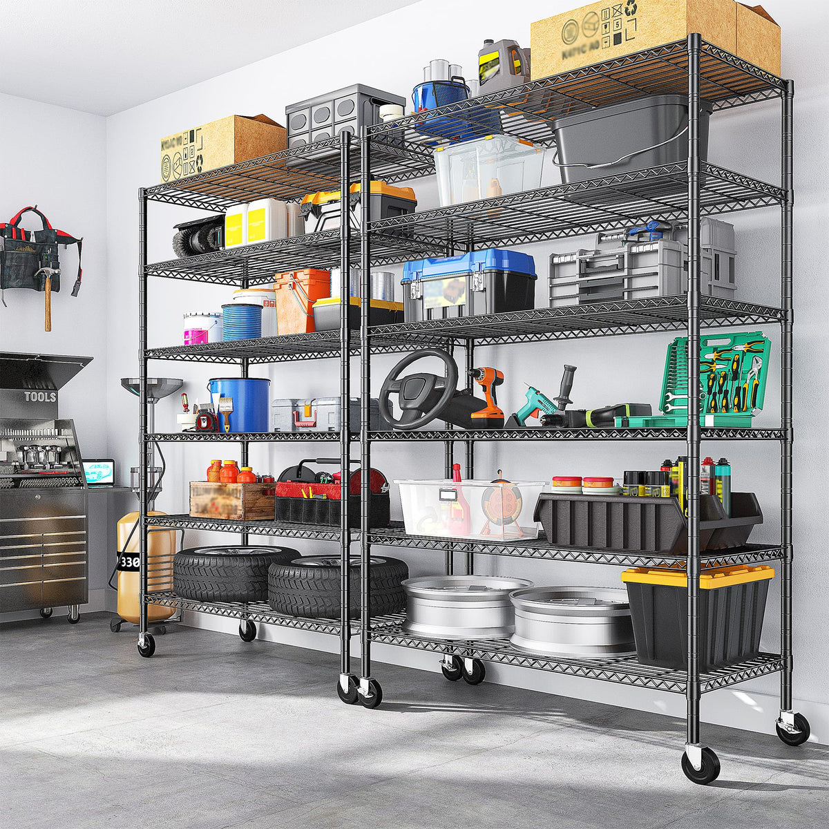 82" 6-Tier Adjustable Storage Shelves with Wheels U1920