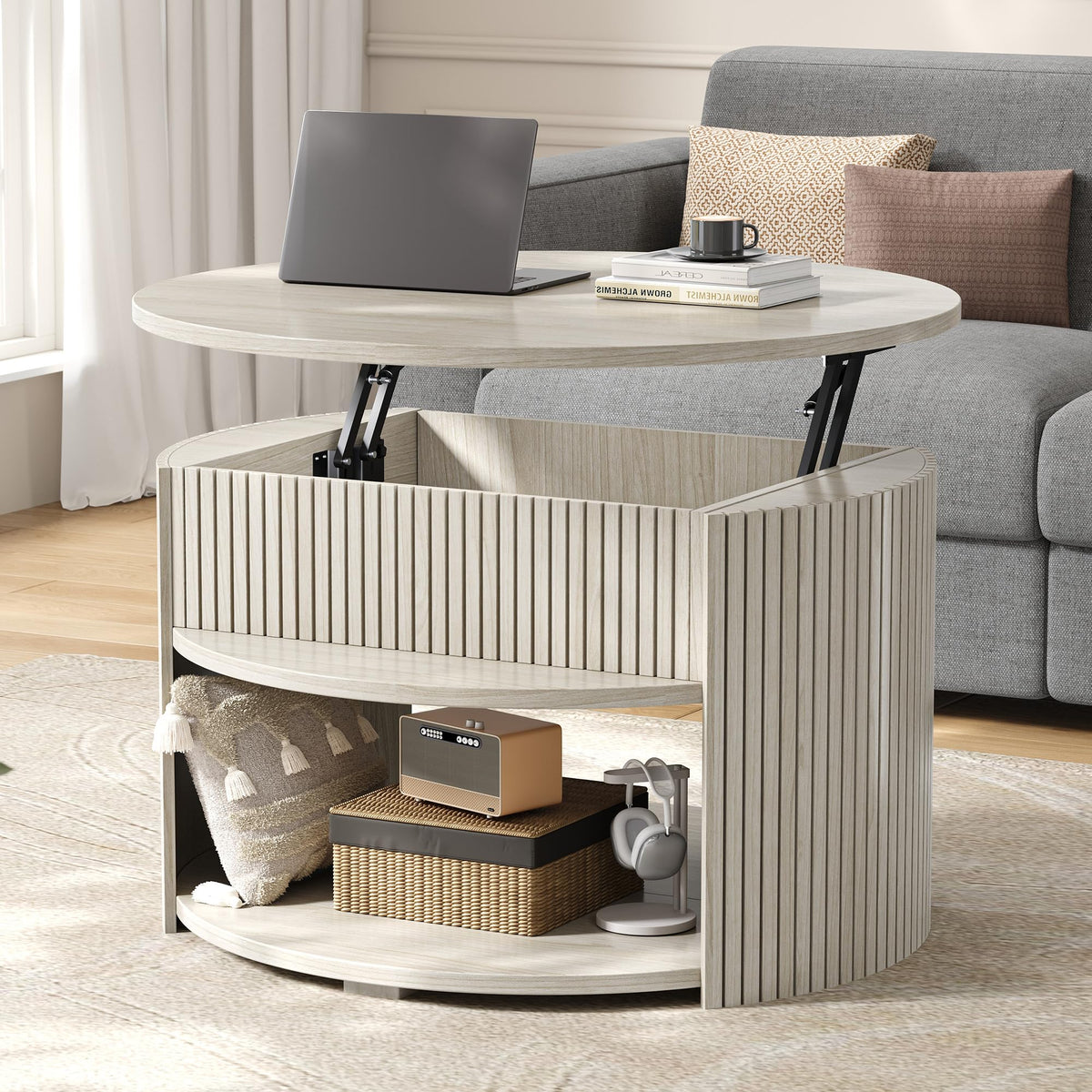 Round Lift Top Coffee Table with Storage M207163
