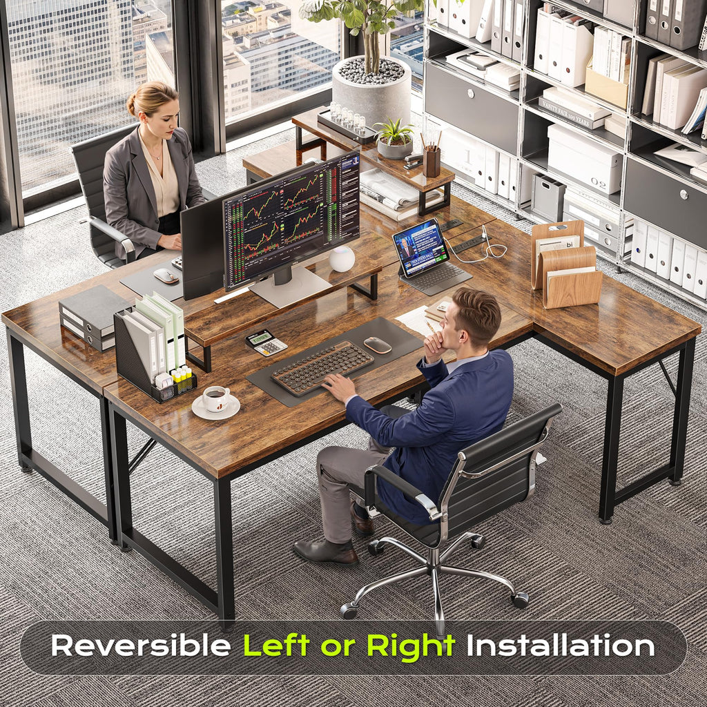 53" L Shaped Computer Desk with Outlets T180394