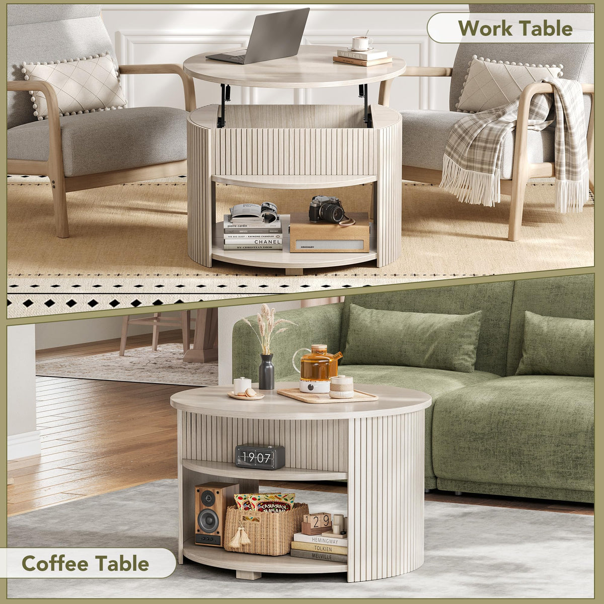 Round Lift Top Coffee Table with Storage M207163