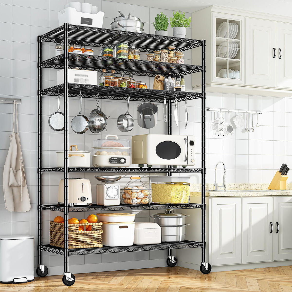 82" 6-Tier Adjustable Storage Shelves with Wheels U1920