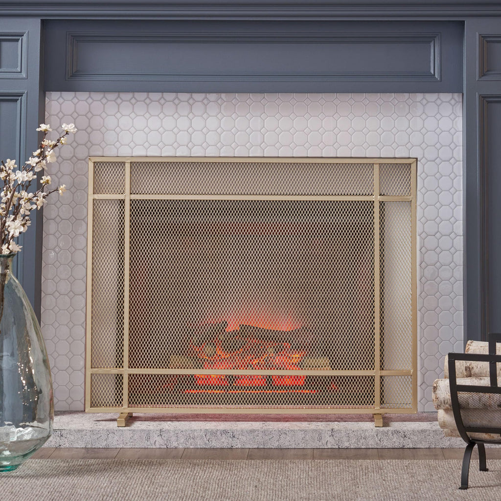 Black Metal Fireplace Screen J66400