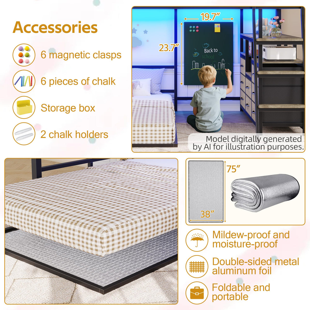 Full Over Twin Bunk Bed with 8 Drawers & 4 Shelves Y21394